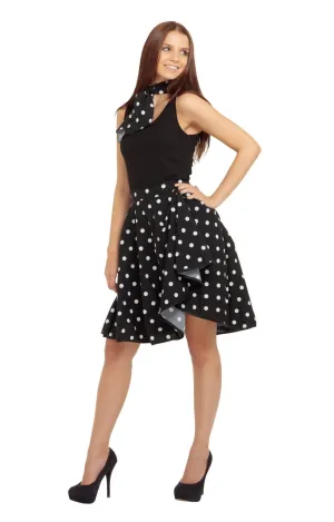 1950's Rock n Roll Black and White Polka Dot Skirt