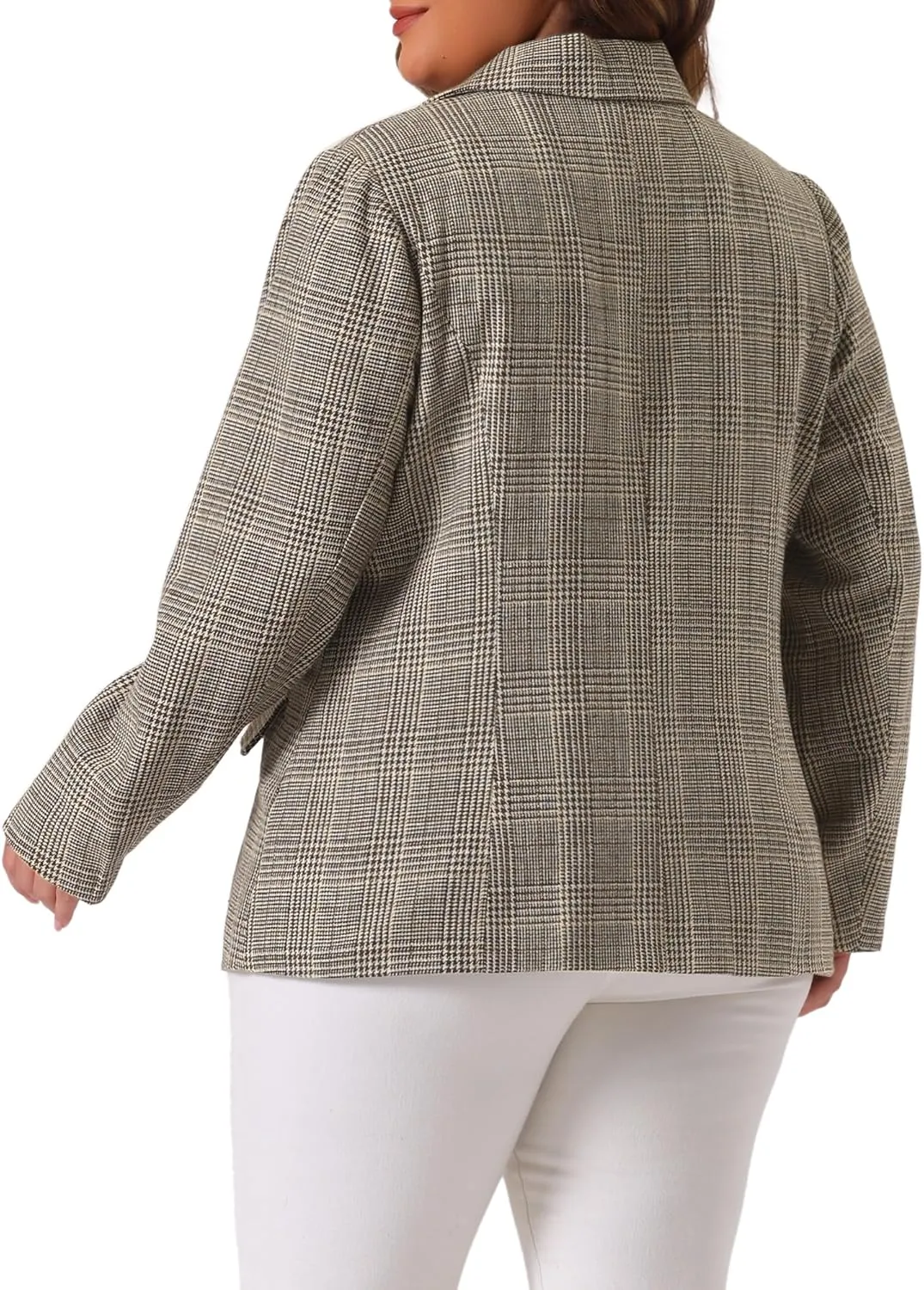 Agnes Orinda Blazers for Women Plus Size Plaid Notched Lapel Long Sleeve Business Casual Blazer Jackets