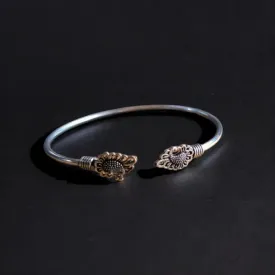 Antique Mayur design Handmade Kada, Silver