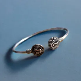 Antique Mayura dancing Handmade Kada, Silver