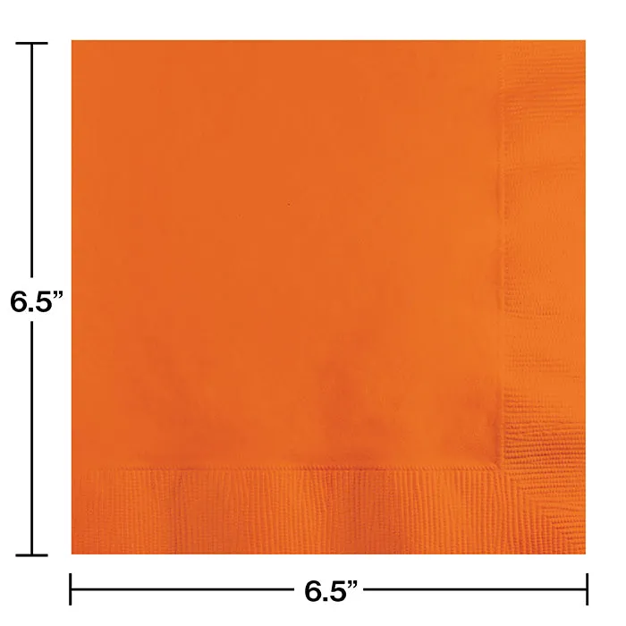 Bulk Pack of 100 Sunkissed Orange Luncheon Napkins 3Ply
