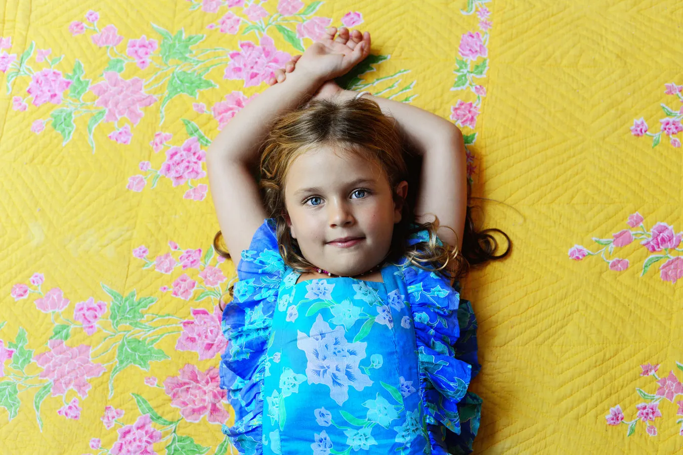 Coco & Ginger Tulip Playsuit Blue Patchwork Batik