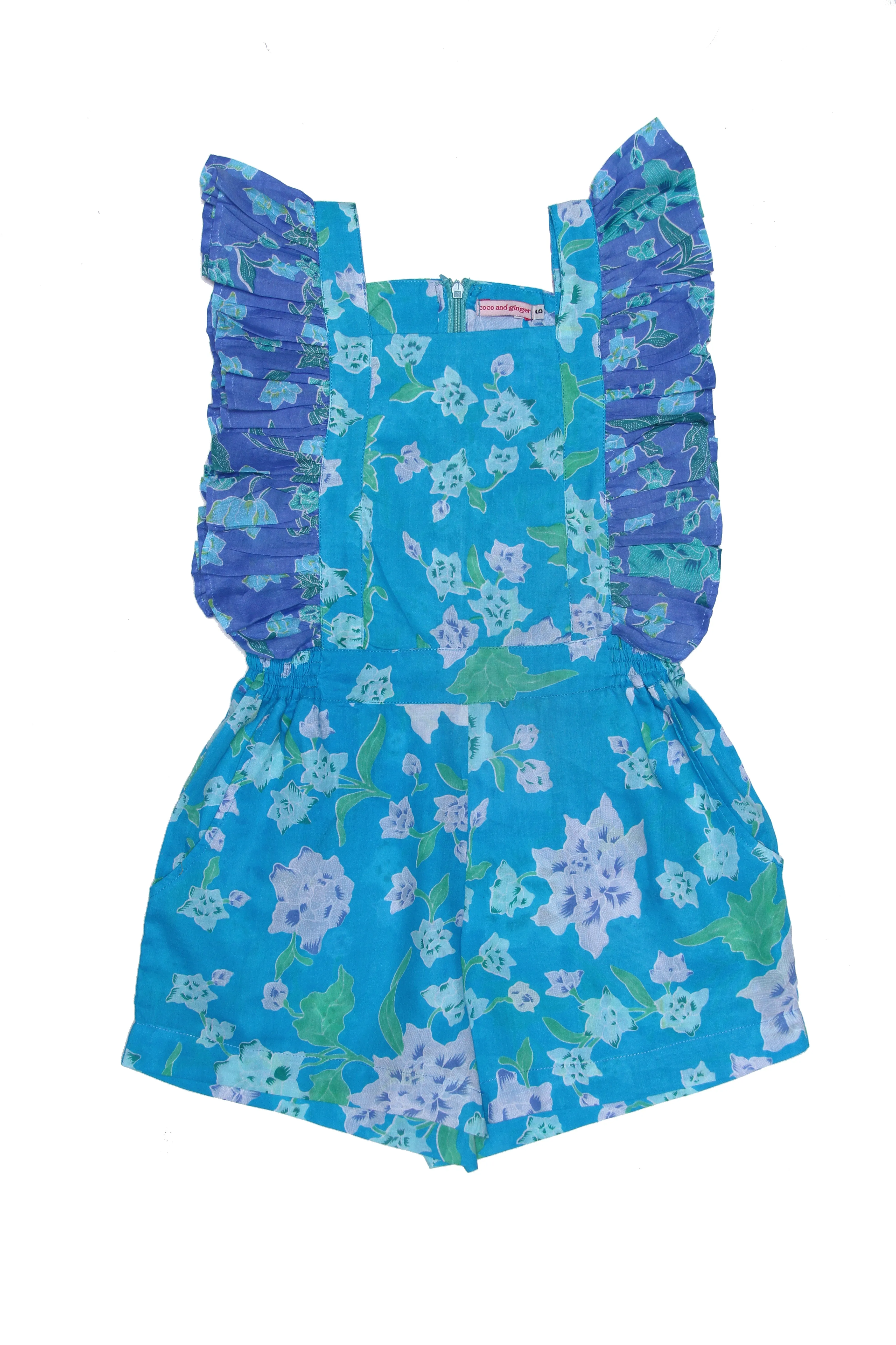 Coco & Ginger Tulip Playsuit Blue Patchwork Batik