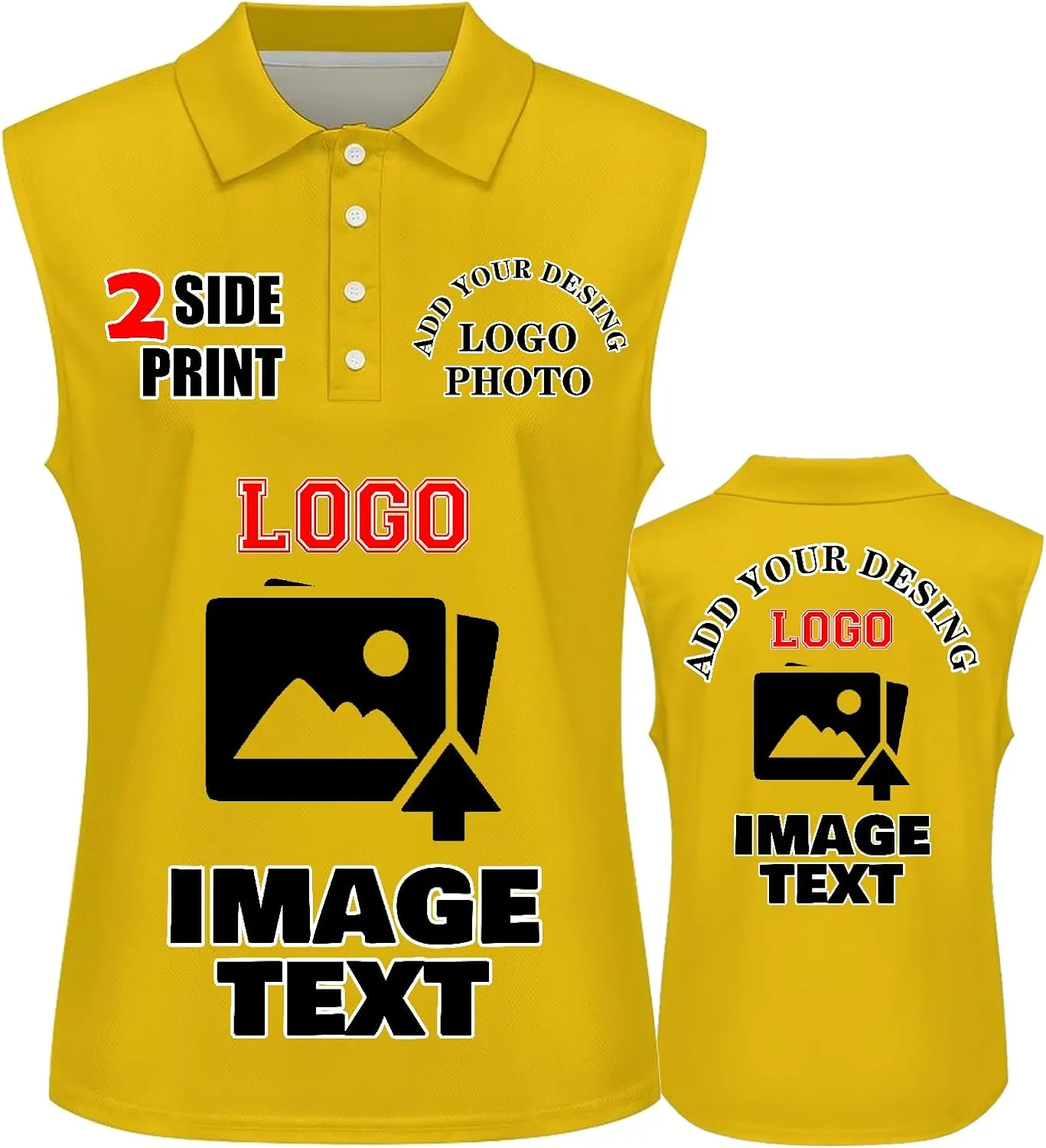 Custom Polo Shirts for Women Personalized Tank Polo Shirts with Logo Text Picture Customized Sleeveless Shirts