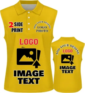 Custom Polo Shirts for Women Personalized Tank Polo Shirts with Logo Text Picture Customized Sleeveless Shirts