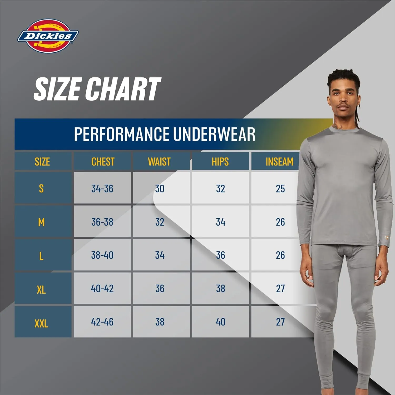 Dickies Mens Base Layer 2 Piece Performance Cold Weather Long Johns Underwear Set for Men