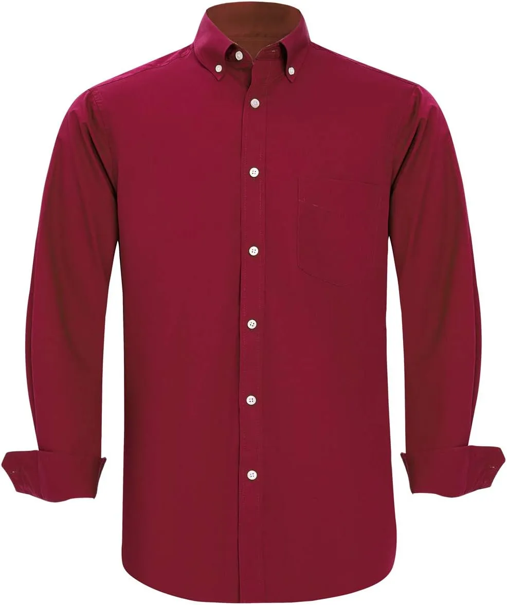 Double Pump Mens Button Down Shirts Cotton Long Sleeve Shirts Regular Fit