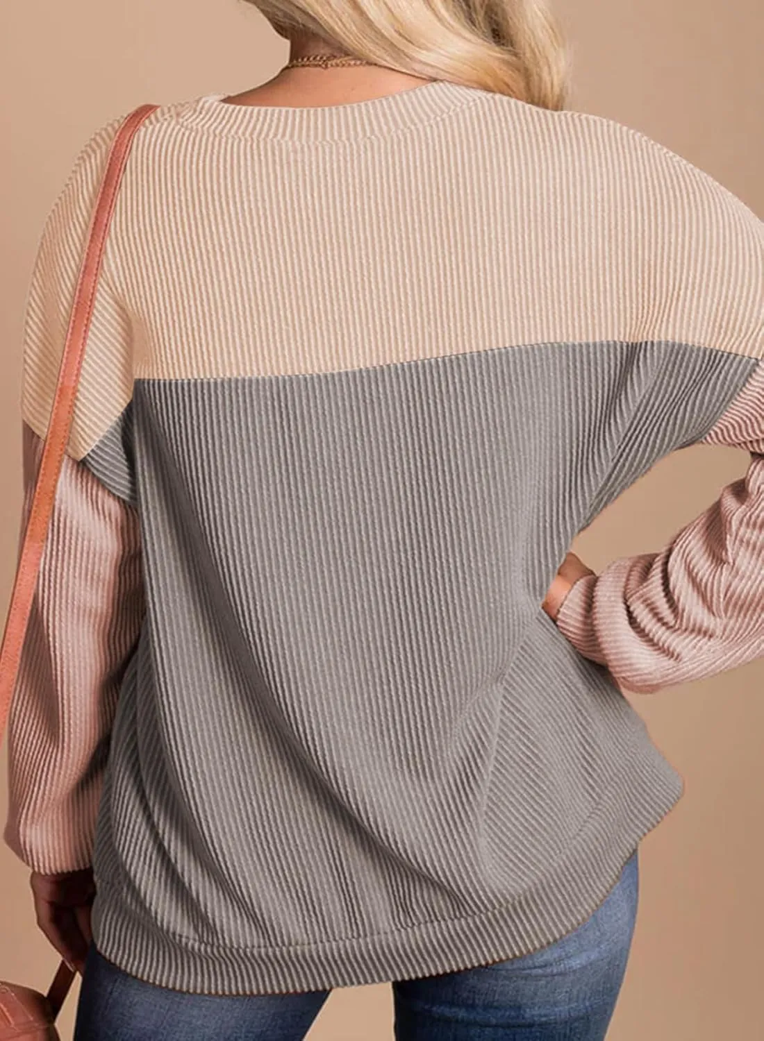 Eytino Plus Size Sweatshirt for Women Striped Colorblock Long Sleeve Crewneck Casual Loose Pullover Shirt Top(1X-5X)