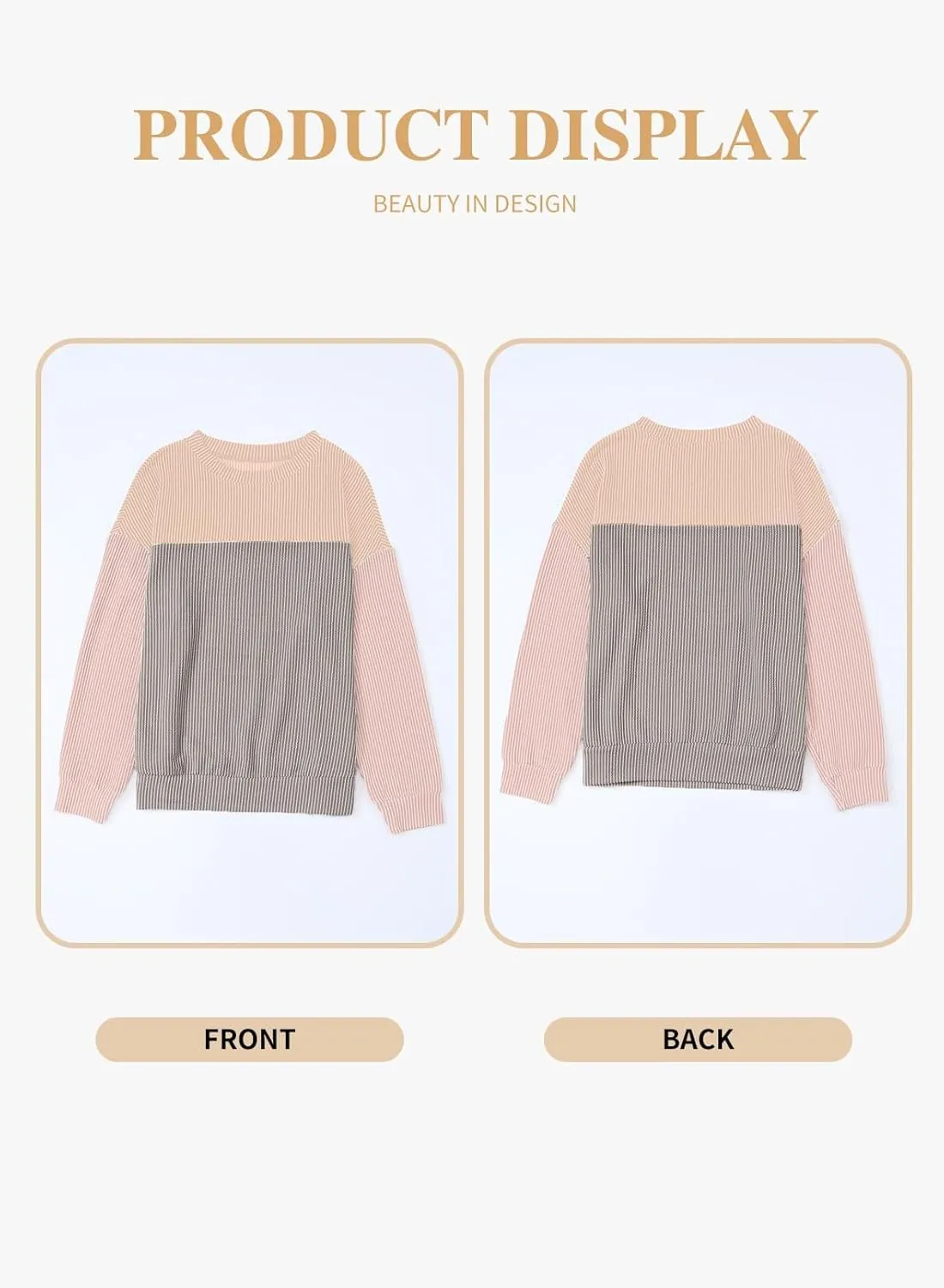 Eytino Plus Size Sweatshirt for Women Striped Colorblock Long Sleeve Crewneck Casual Loose Pullover Shirt Top(1X-5X)