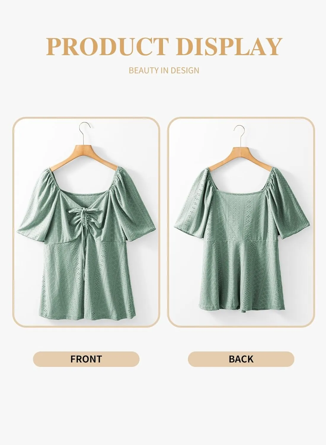 Eytino Womens Plus Size Tops Sweetheart Neck Short Sleeve Eyelet Embroidery Summer Loose Peplum Shirts(1X-5X)