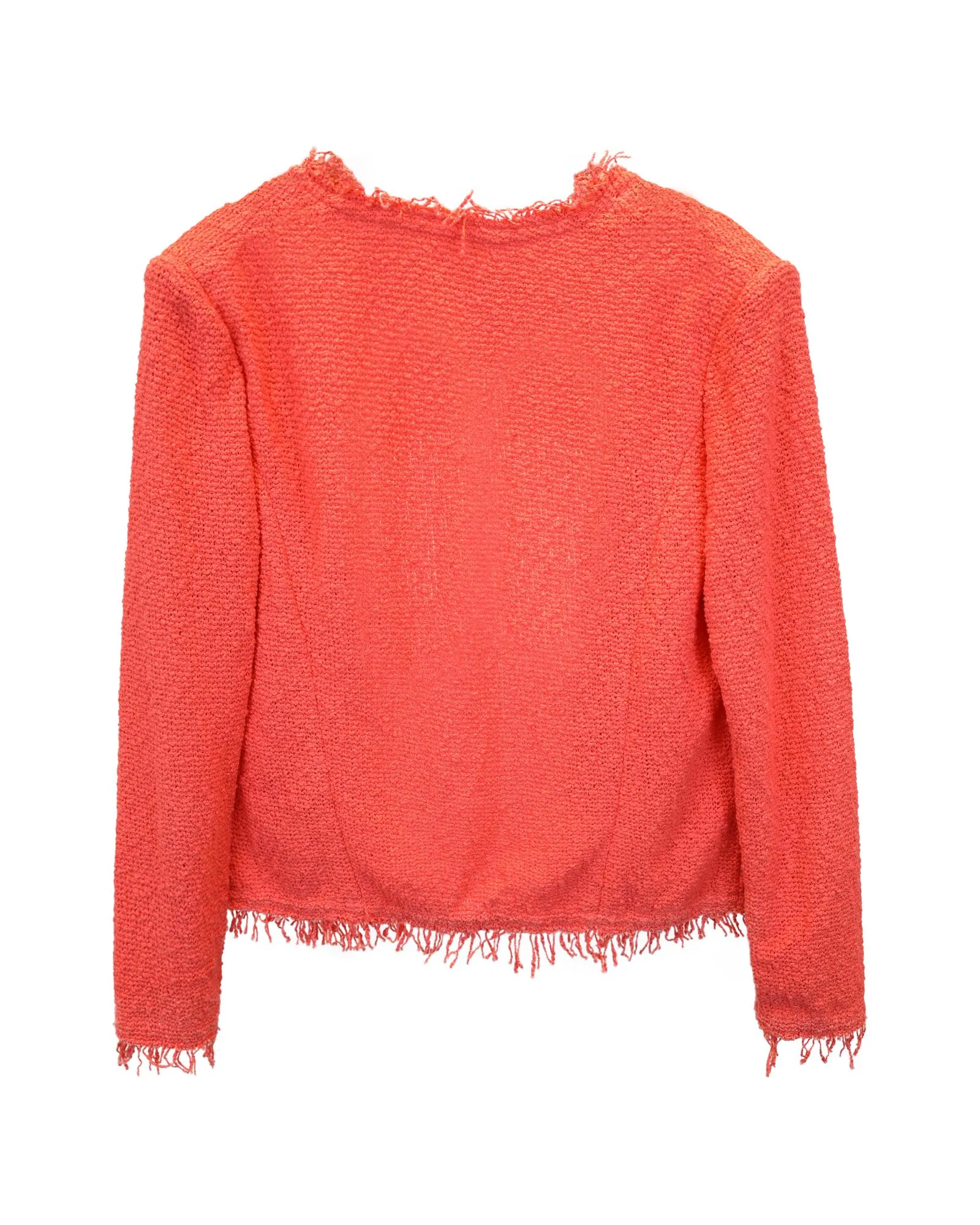 Fringe Open Jacket in Orange Tweed for Formal Occasions