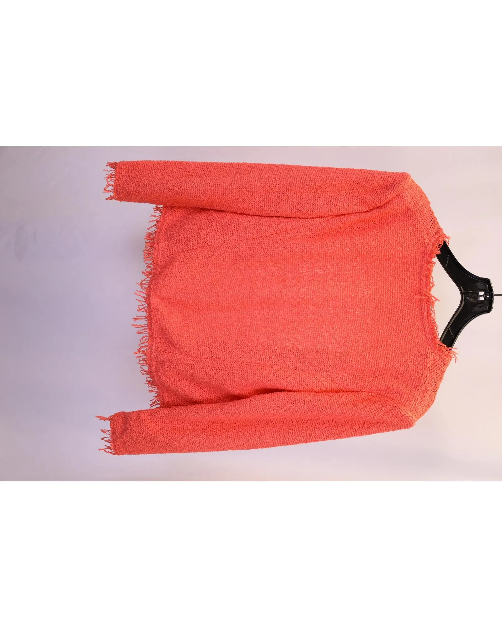 Fringe Open Jacket in Orange Tweed for Formal Occasions