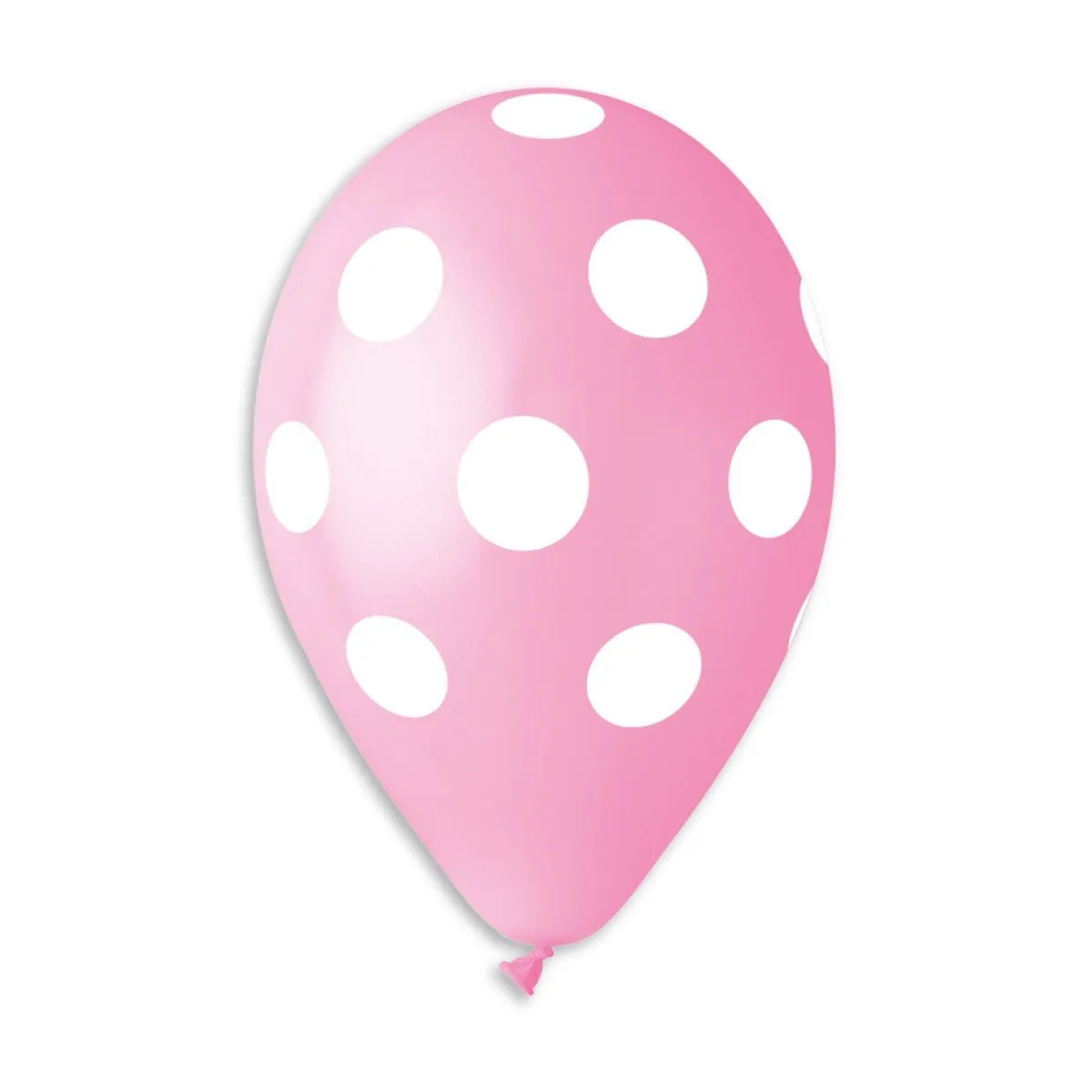 Gemar Latex Balloon #057 Pink Polka Dots White Printed 12inch 50 Count Solid Color