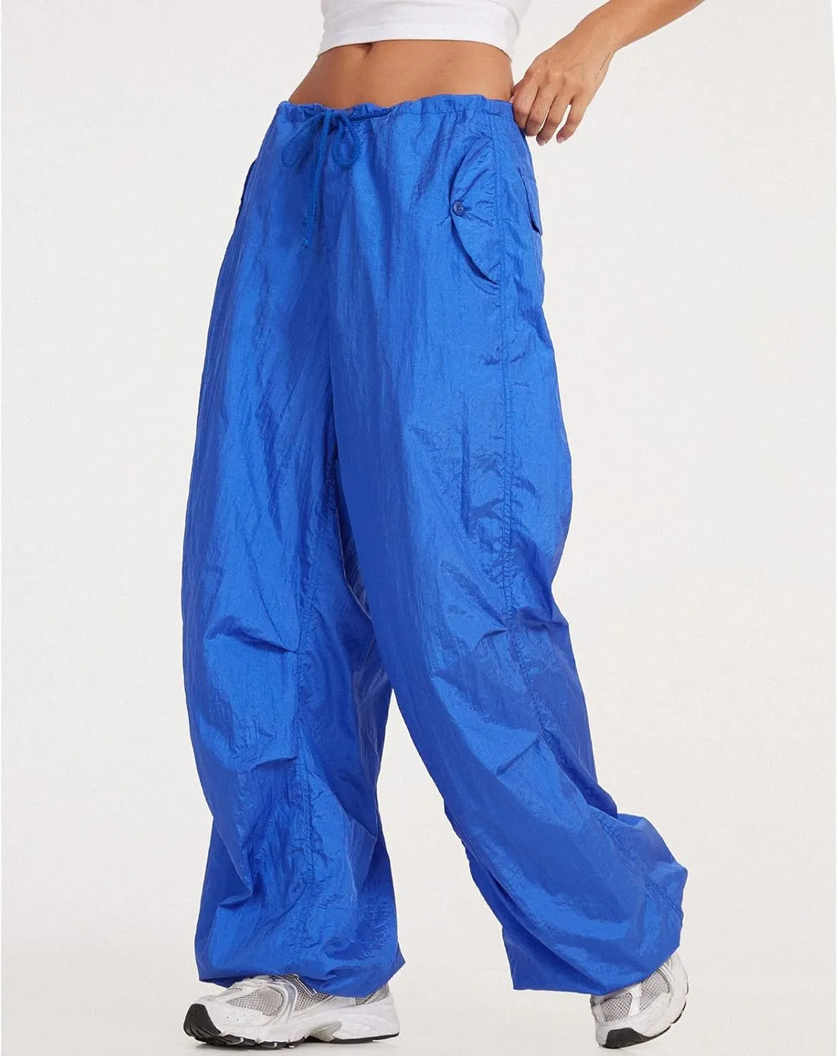 KMBANGI Women Oversized Cargo Pants Drawstrings Casual Loose Wide Leg Trousers Baggy Low Waist Sweatpants Cinch Joggers