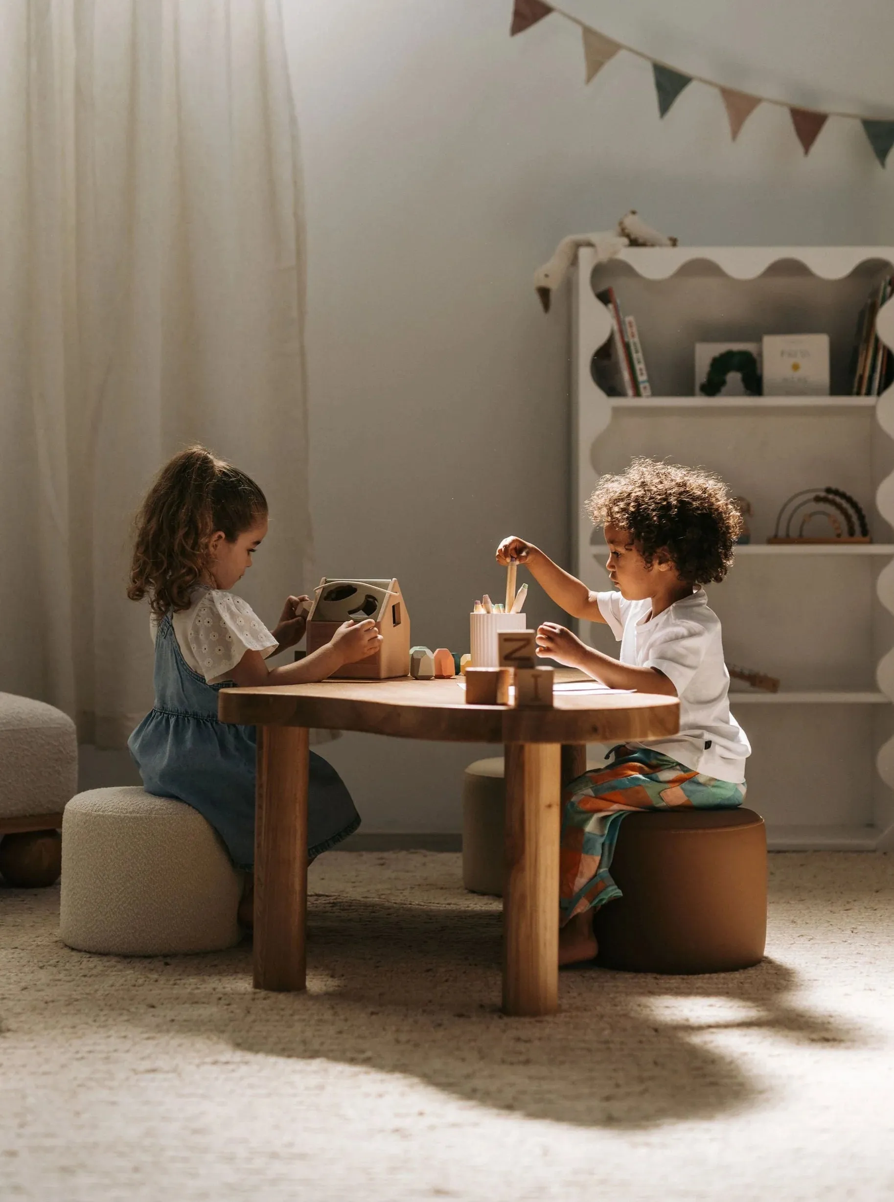 Leon Activity Table & Remi Stool Package - Ivory, Latte, Mocha