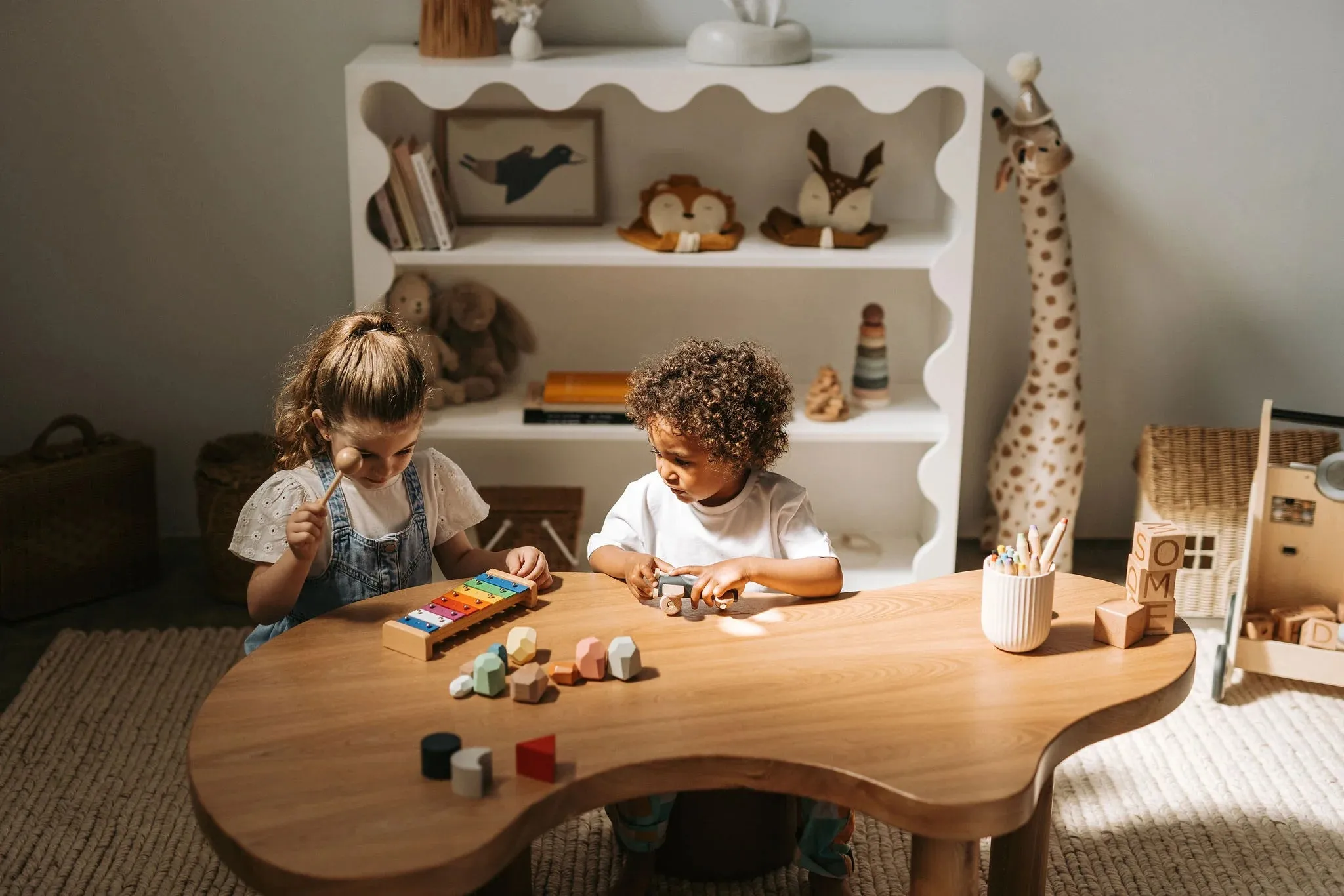 Leon Activity Table & Remi Stool Package - Ivory, Latte, Mocha