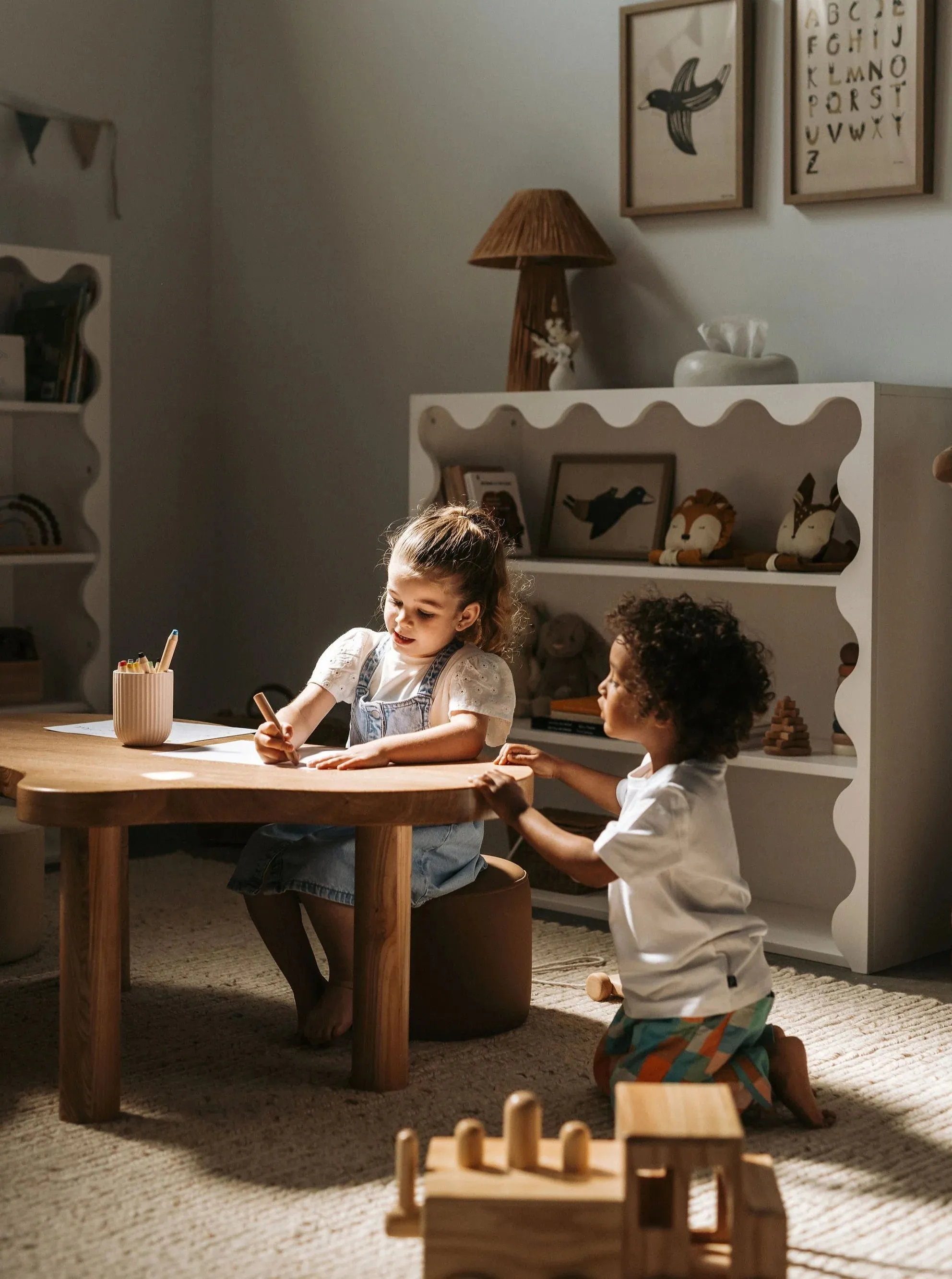 Leon Activity Table & Remi Stool Package - Ivory, Latte, Mocha