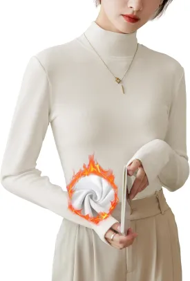 LIWEGHT Women's Long Sleeve Turtleneck Shirts 2024 Fall Fashion Winter Thermal Underwear Basic Mockneck Top Clothes for Women