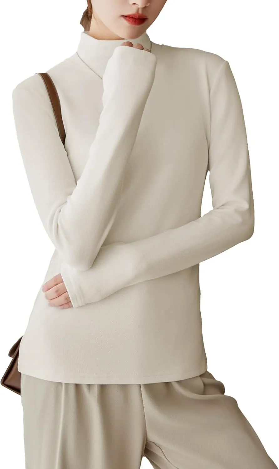LIWEGHT Women's Long Sleeve Turtleneck Shirts 2024 Fall Fashion Winter Thermal Underwear Basic Mockneck Top Clothes for Women