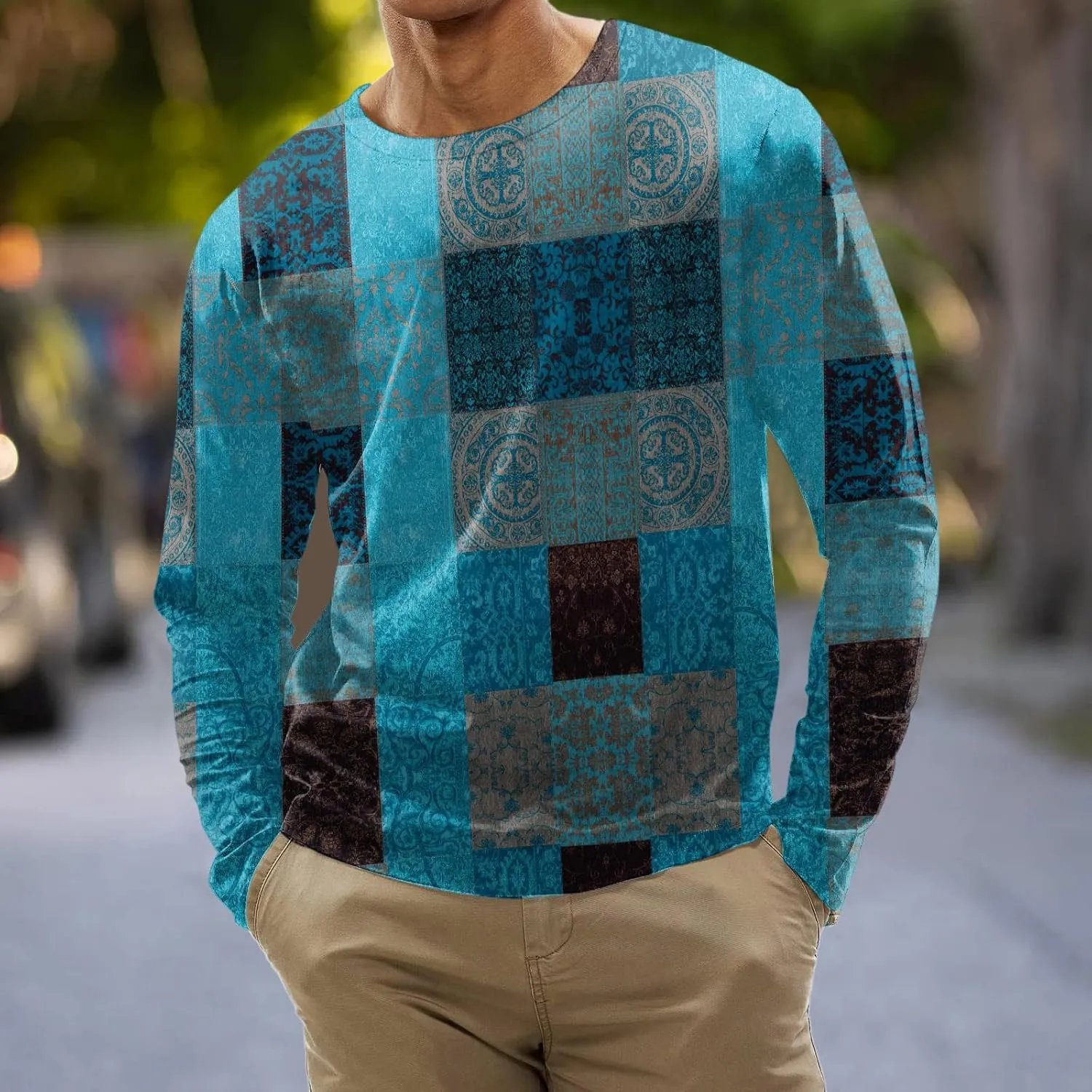 Men's 2023 Autumn Designer Vintage Blouse Tops Casual T Shirt Graphic Abstract Long Sleeve Print Fashion Shirts