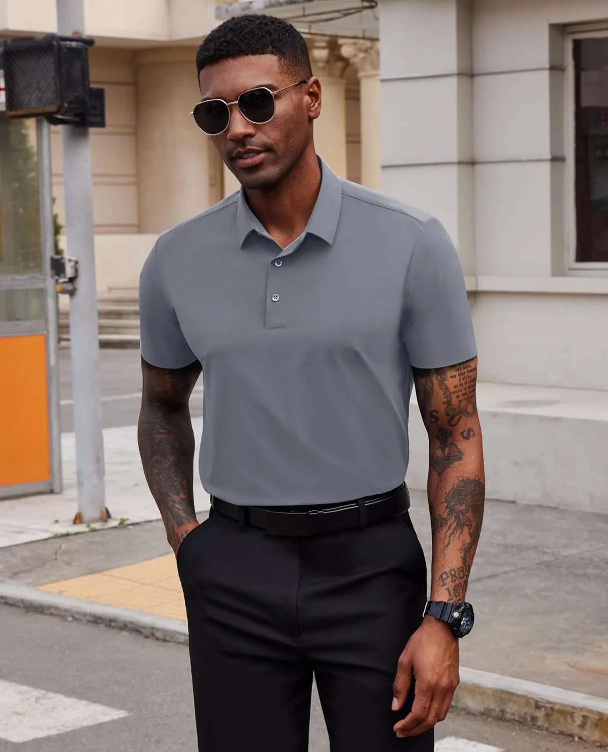 Mens Polo Shirts Short Sleeve Stretch Golf Polo Shirts Dry Fit Polo T Shirts for Men Golf Shirts Tennis Polo
