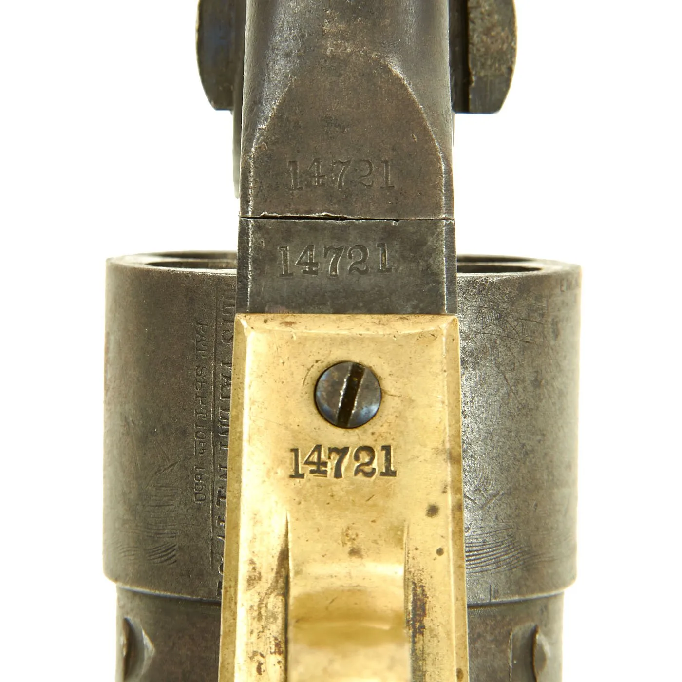 Original U.S. Civil War Colt Model 1860 Army Four Screw Revolver Manufactured in 1861 - Serial No 14721