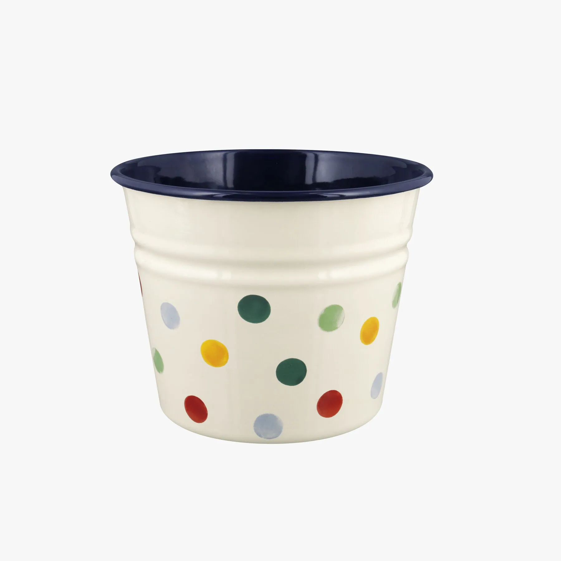 Polka Dot Enamel Plant Pot