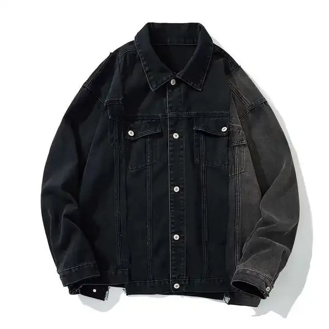 Pre Order:  Dual Tone Spliced Denim Jacket