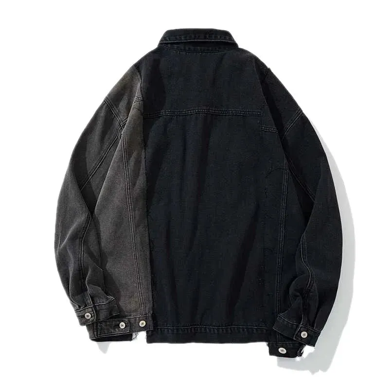 Pre Order:  Dual Tone Spliced Denim Jacket