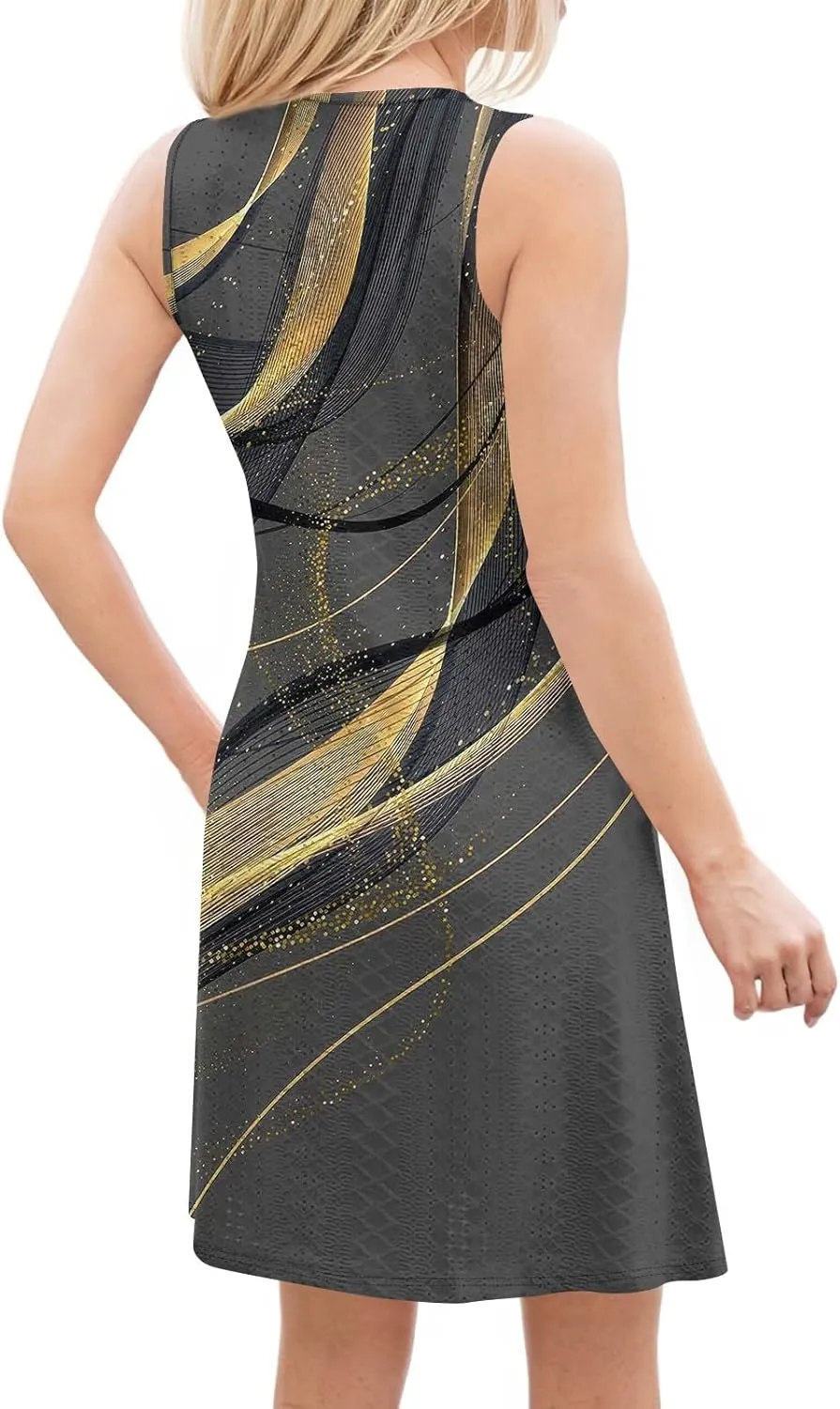 Sundress for Women 2025 Summer Casual Sleeveless Swing T Shirt Dresses Beach Cover up Tank Dress with Pockets
