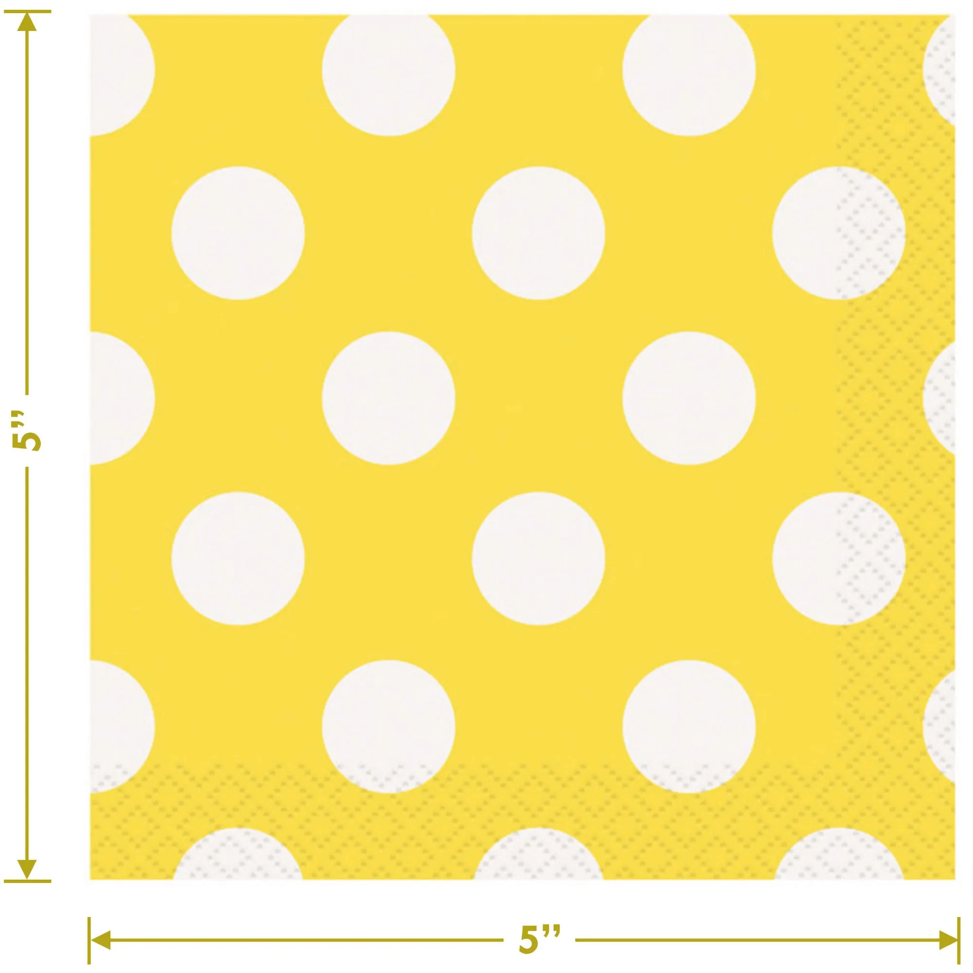 Sunflower Yellow Polka Dot Paper Dinner Plates and Beverage Napkins (Serves 16)