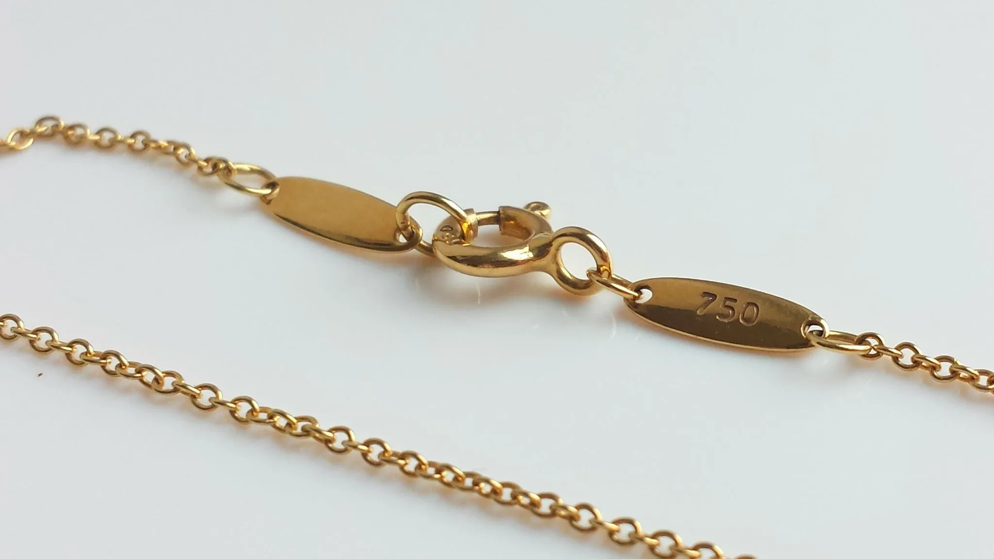 Tiffany & Co Elsa Peretti Bean 18k Yellow Gold Necklace 18" Chain Boxes
