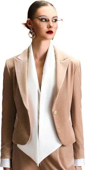 Trendy Velvet Blazer for Women  Slim Fit Long Sleeve Velvet Blazers for Women, Business Casual Outfits & Formal Wear