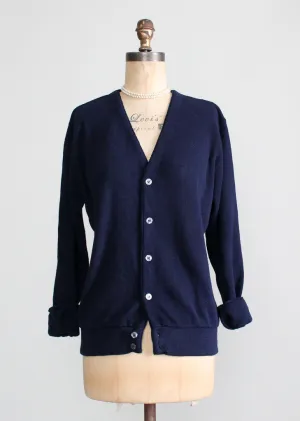 Vintage 1960s Navy Boyfriend Cardigan