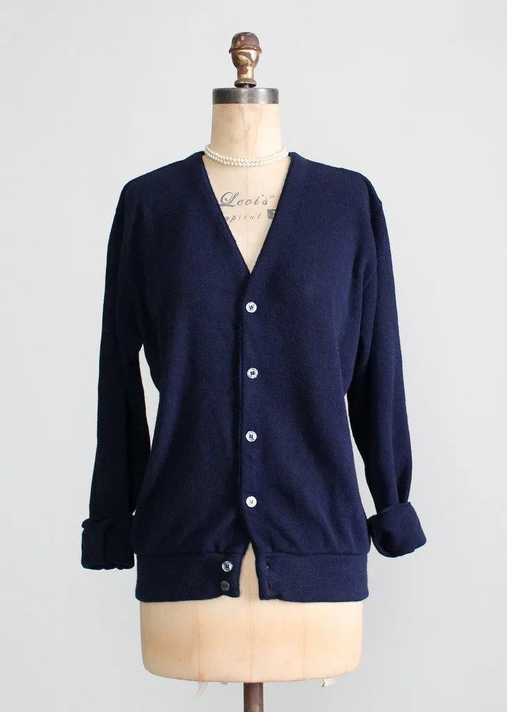 Vintage 1960s Navy Boyfriend Cardigan