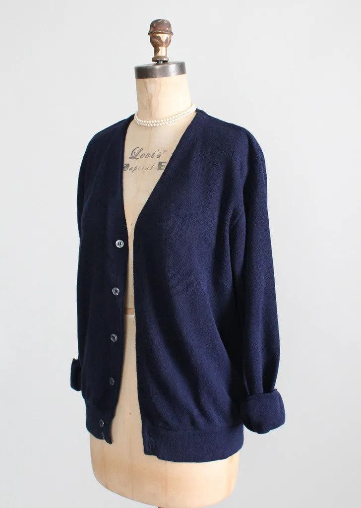 Vintage 1960s Navy Boyfriend Cardigan