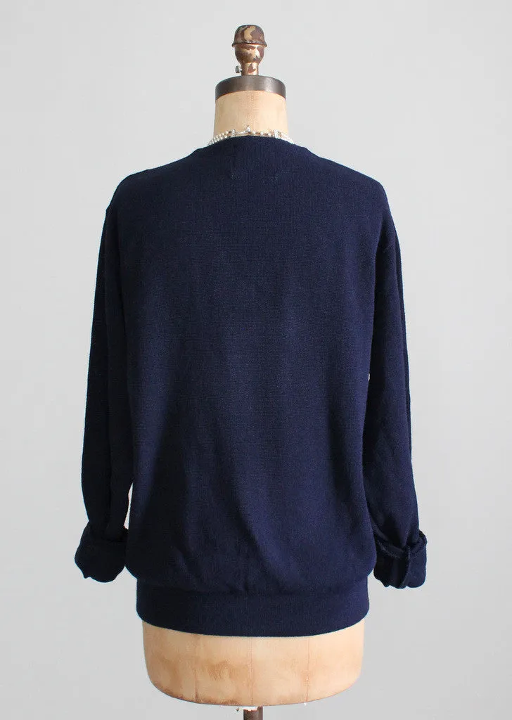 Vintage 1960s Navy Boyfriend Cardigan