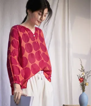 Women Casual Blouse Linen Shirts Loose Blouse Plus Size Women Tops GJ20042914