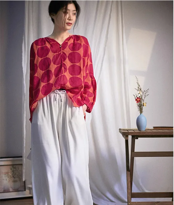 Women Casual Blouse Linen Shirts Loose Blouse Plus Size Women Tops GJ20042914
