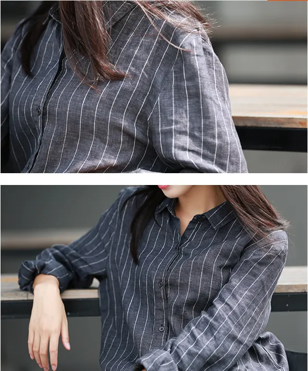 Women Casual Blouse Linen Shirts Loose Blouse Plus Size Women Tops GJ2004292