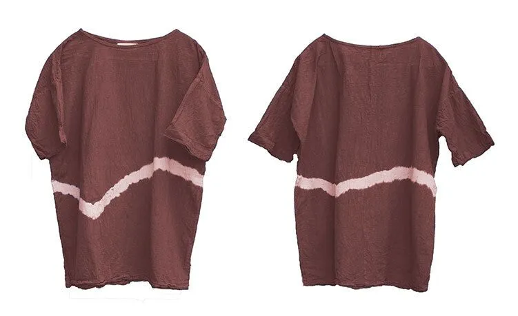 Women Linen Tops Women Blouse 3/4 Sleeves Loose Style H9504