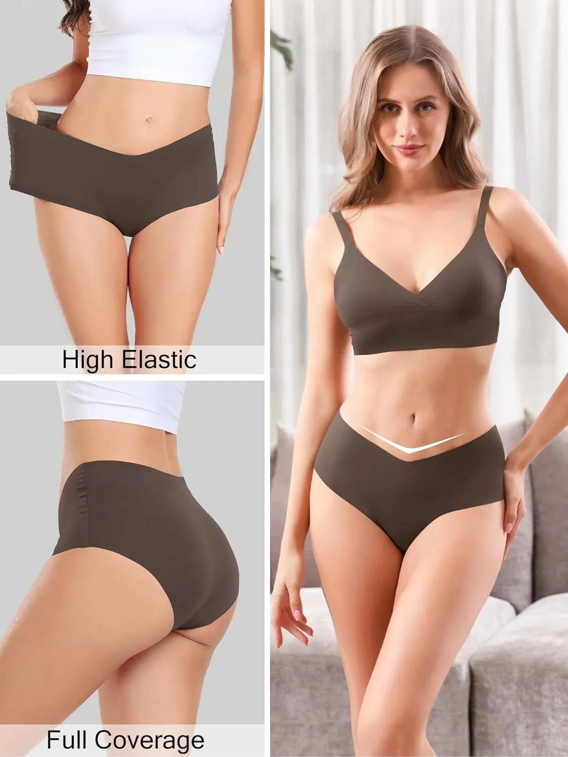 Women's Seamless No-Show Bikini Underwear Comfortable Stretch Invisible Hipster Panties for Everyday Wear 6PACK