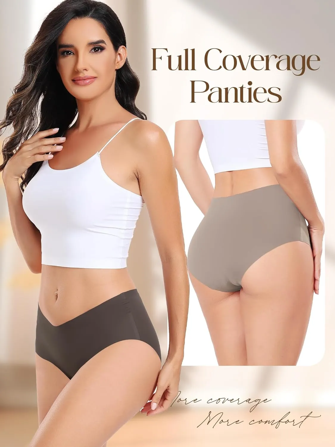 Women's Seamless No-Show Bikini Underwear Comfortable Stretch Invisible Hipster Panties for Everyday Wear 6PACK