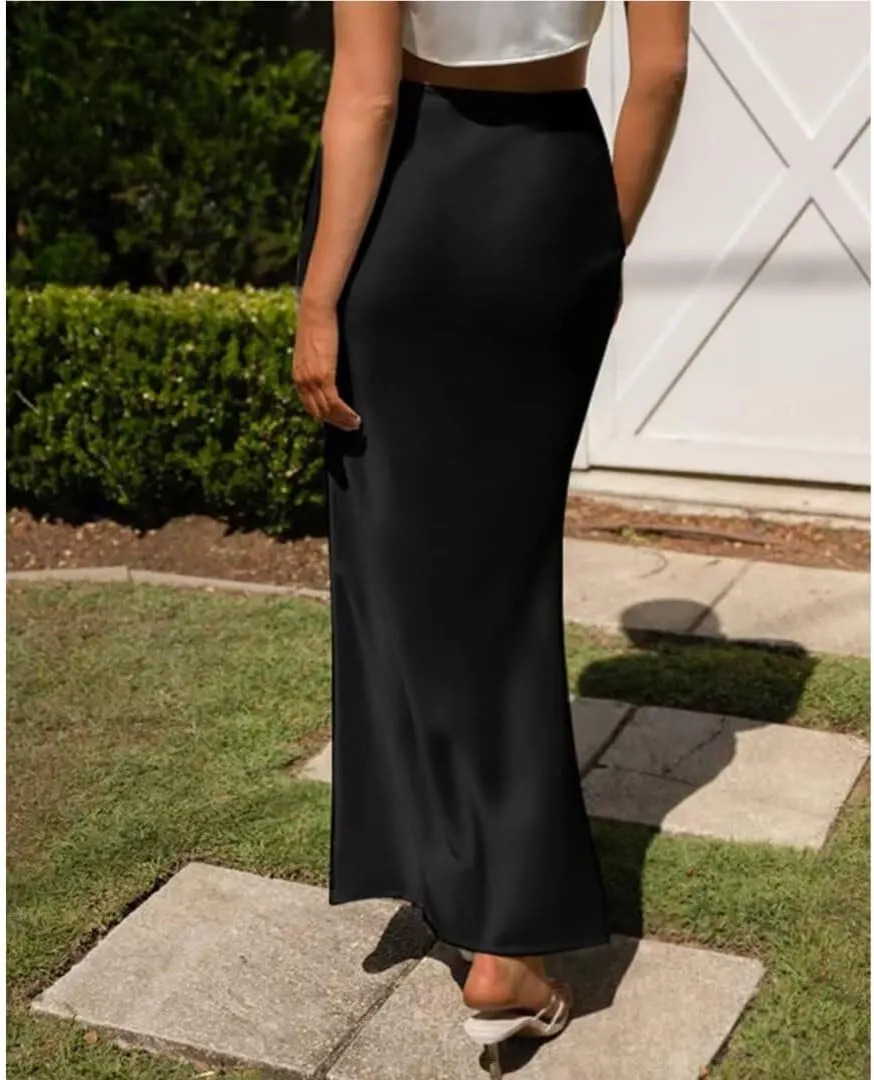 Womens Skirt High Waisted Skirts Satin Skirt Midi Silk Skirts for Women Skirts for Women Trendy