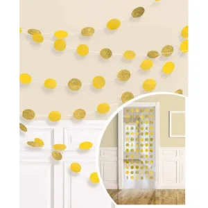 Yellow Sunshine String Decorations Glitter Round 7ft 6pk