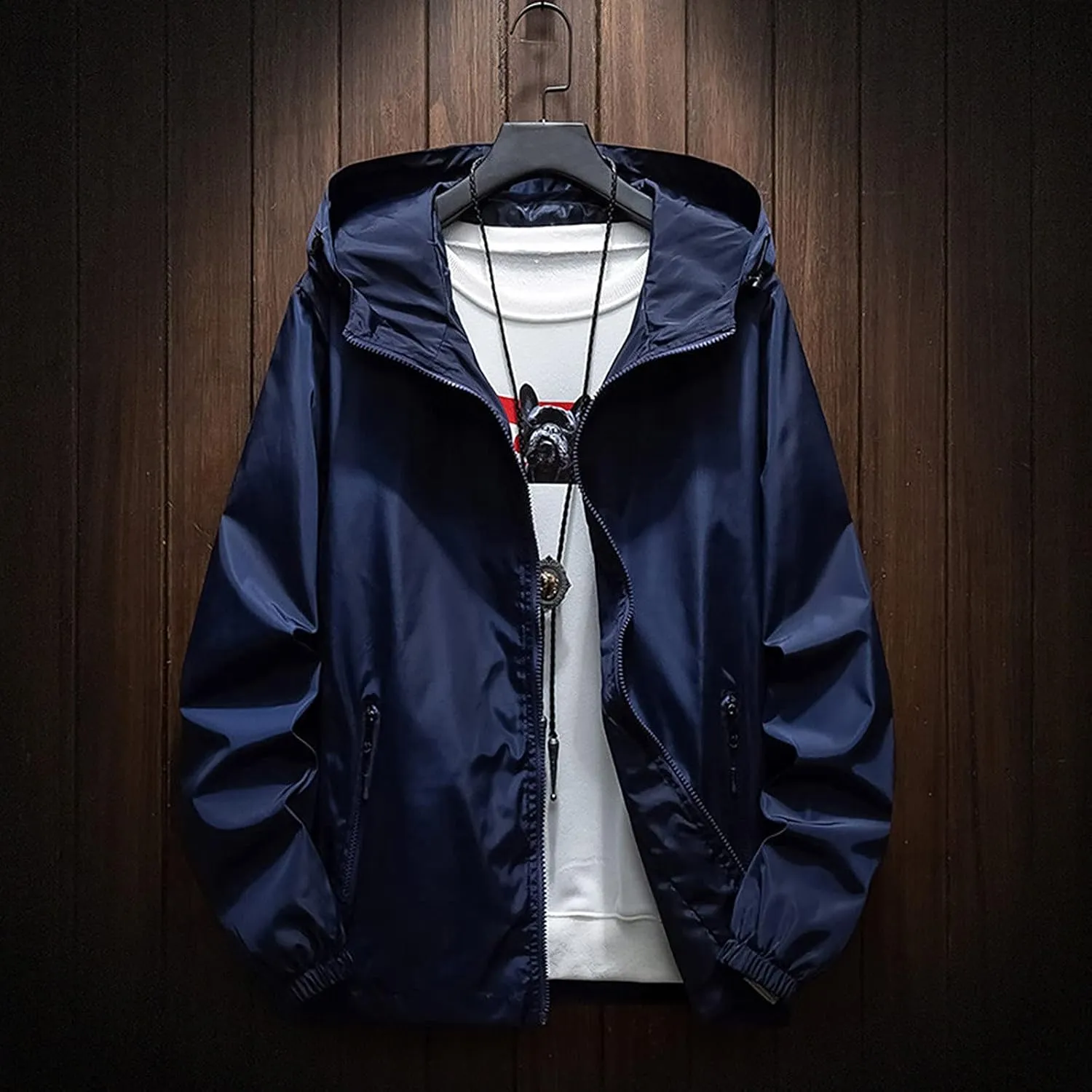 Ymosrh Men's Travel Rain Jackets Lightweight Water Resistant Running Hiking Fishing Light Coats Jacket Windbreaker