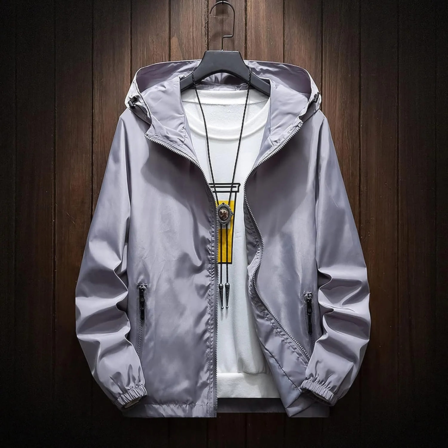 Ymosrh Men's Travel Rain Jackets Lightweight Water Resistant Running Hiking Fishing Light Coats Jacket Windbreaker